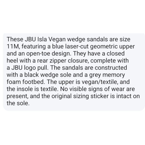 Women's JBU Blue Laser Cut Wedge Sandals Size 11 Black Sole NEW - Picture 12 of 12